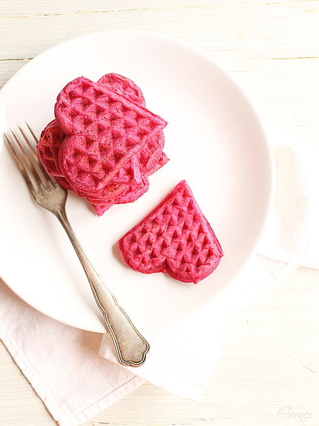 Red heart shaped pancakes