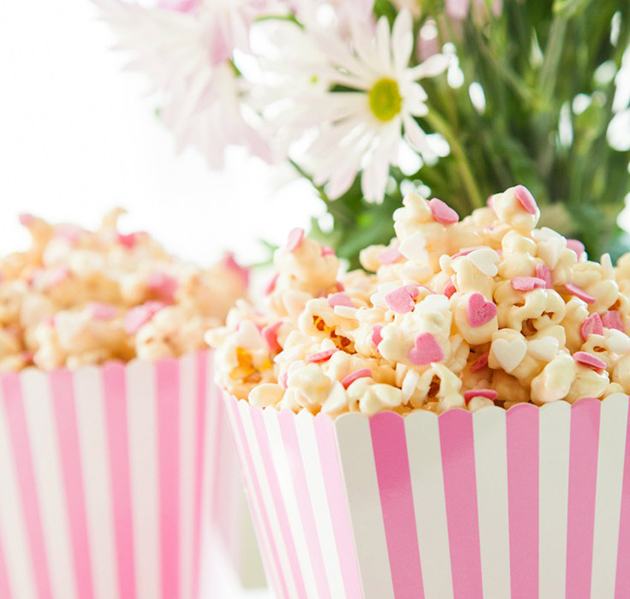 Popcorn with pink hearts